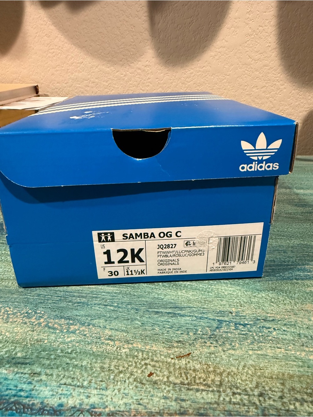 adidas Kids Samba OG White Pink with Gum Sole - Picture 2 of 5